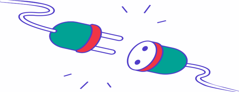 Illustration of a disconnected electrical plug and socket, symbolizing a connection error or something not working properly.