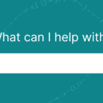 Teal background with a white search bar and the phrase “What can I help with?” displayed above, representing AI tools ready to assist with any task.