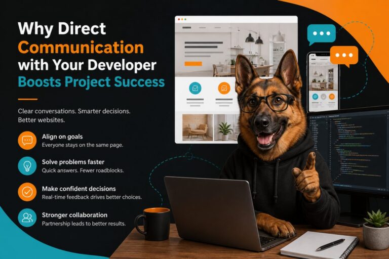 Developer and small business owner discussing website design